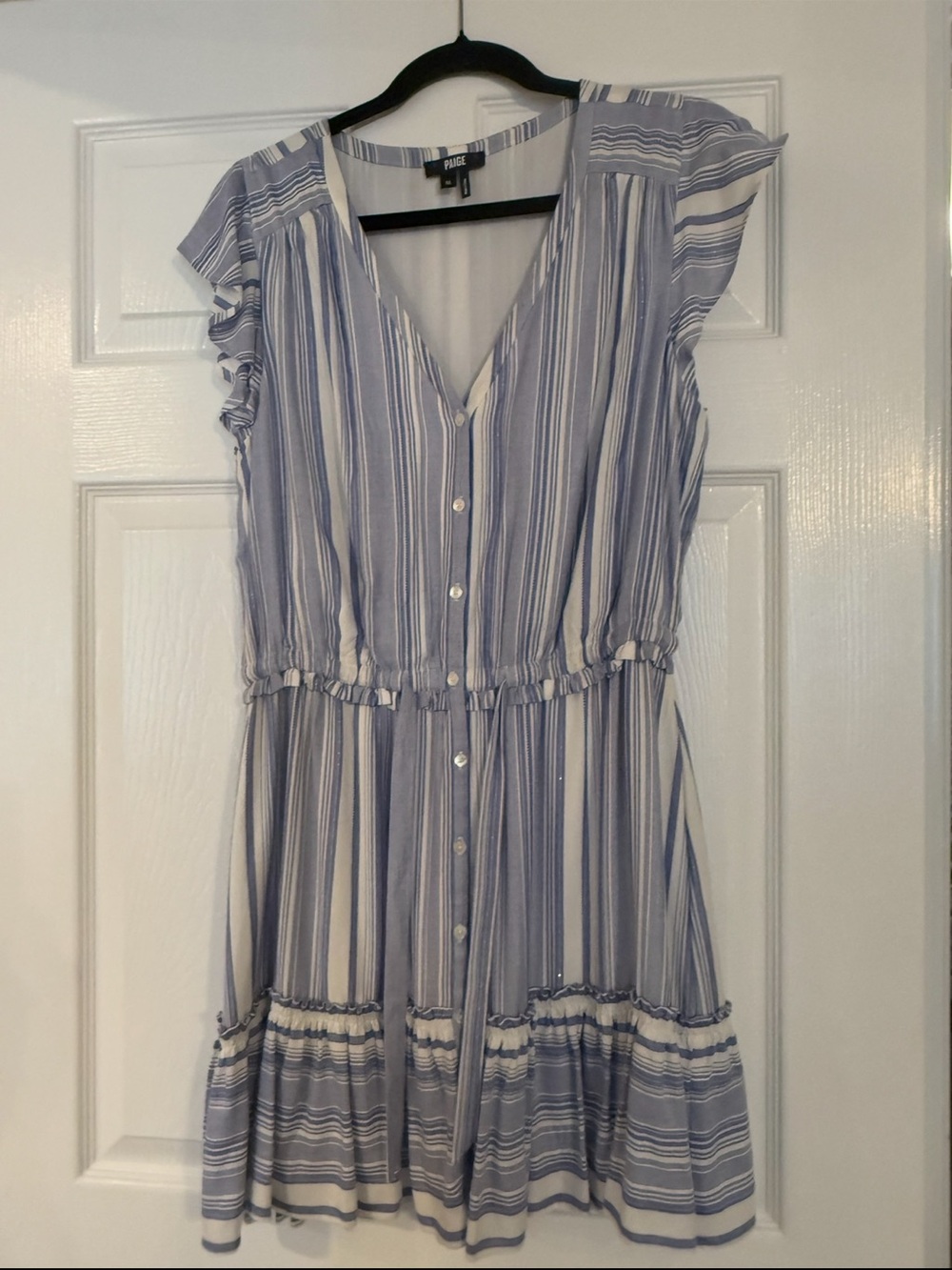 PAIGE Saralynn Striped Button-Front Blue & White Sundress